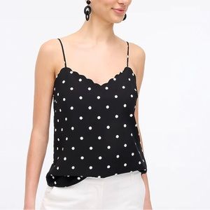 NWT J. Crew Cami Top Scalloped Polka Dot Size 2